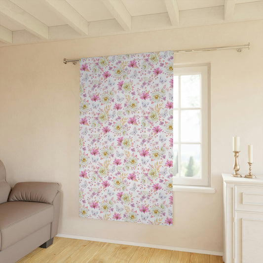 Spring Butterflies and Roses Blackout Window Curtain (1 Piece)
