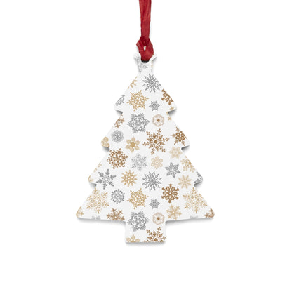 Gold and Silver Snowflakes Wood Ornament