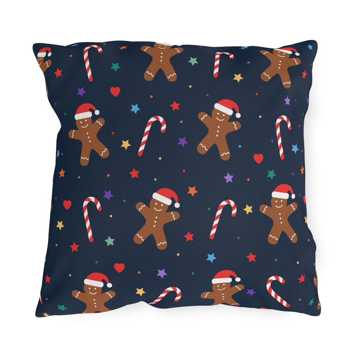 Gingerbread and Candy Canes Outdoor Pillow