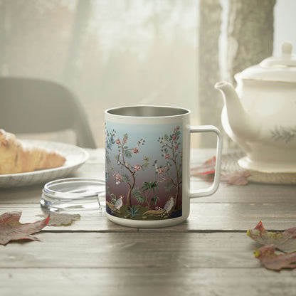 Chinoiserie Herons and Peonies Insulated Coffee Mug, 10oz