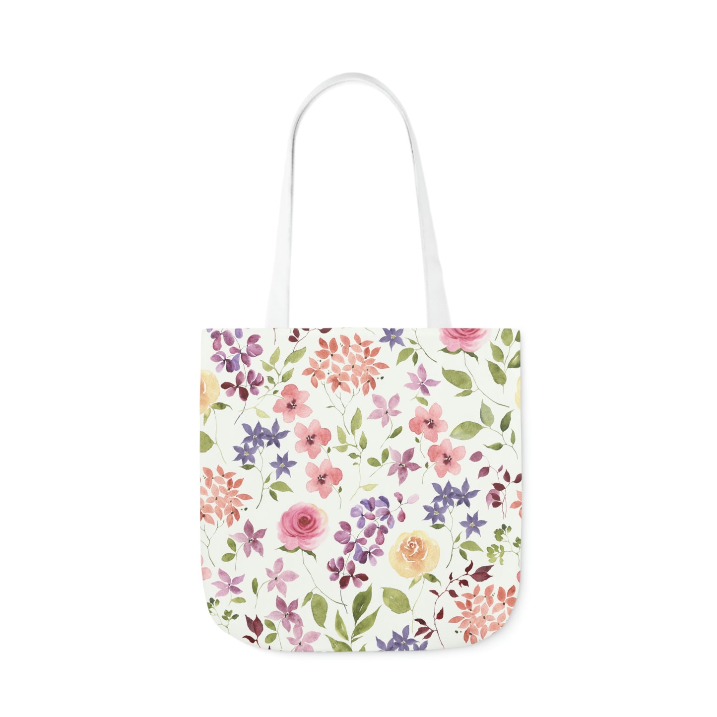 Yellow and Pink Roses Polyester Canvas Tote Bag