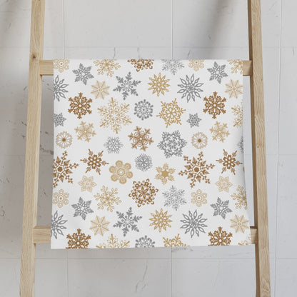 Gold and Silver Snowflakes Hand Towel
