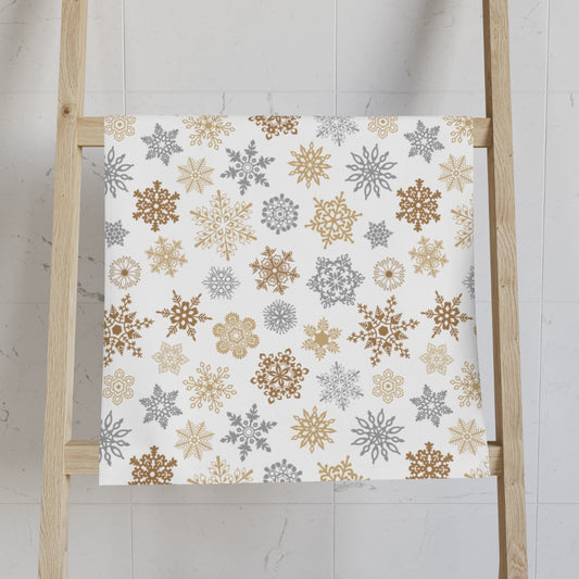 Gold and Silver Snowflakes Hand Towel