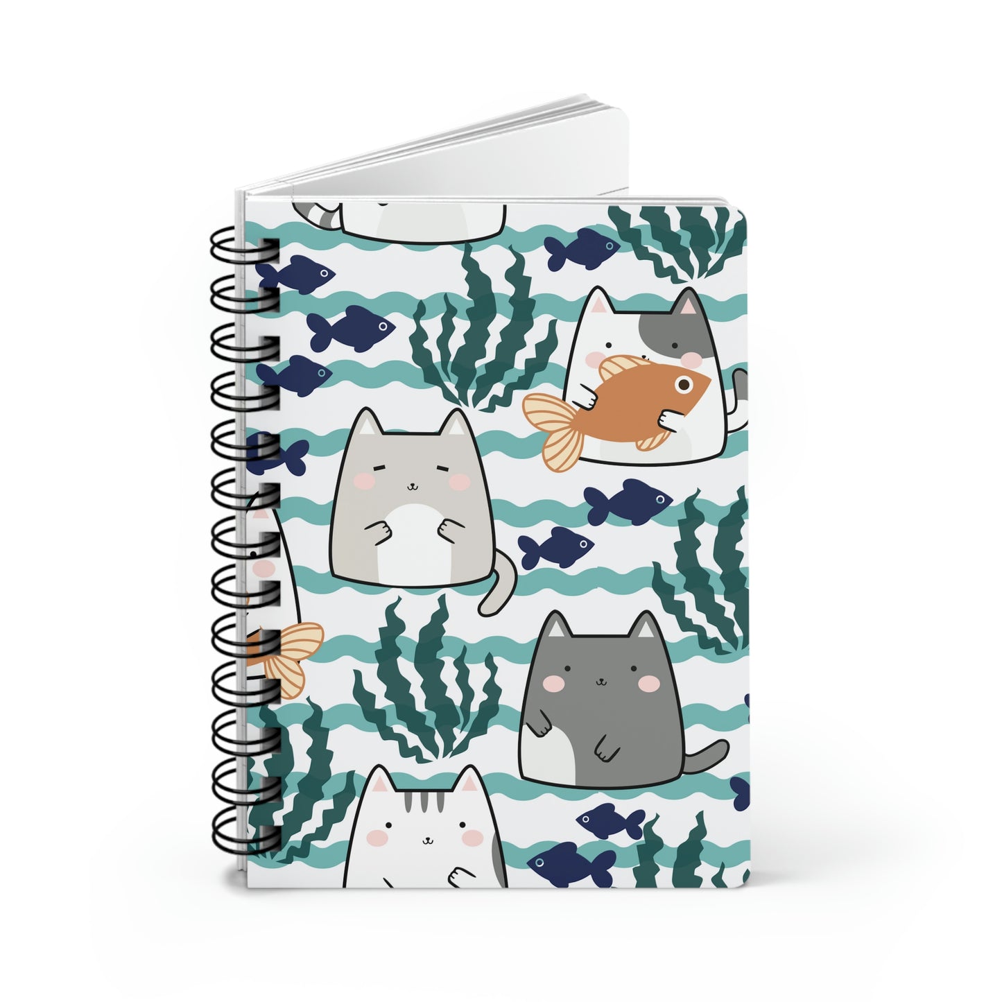 Kawaii Cats and Fishes Spiral Bound Journal