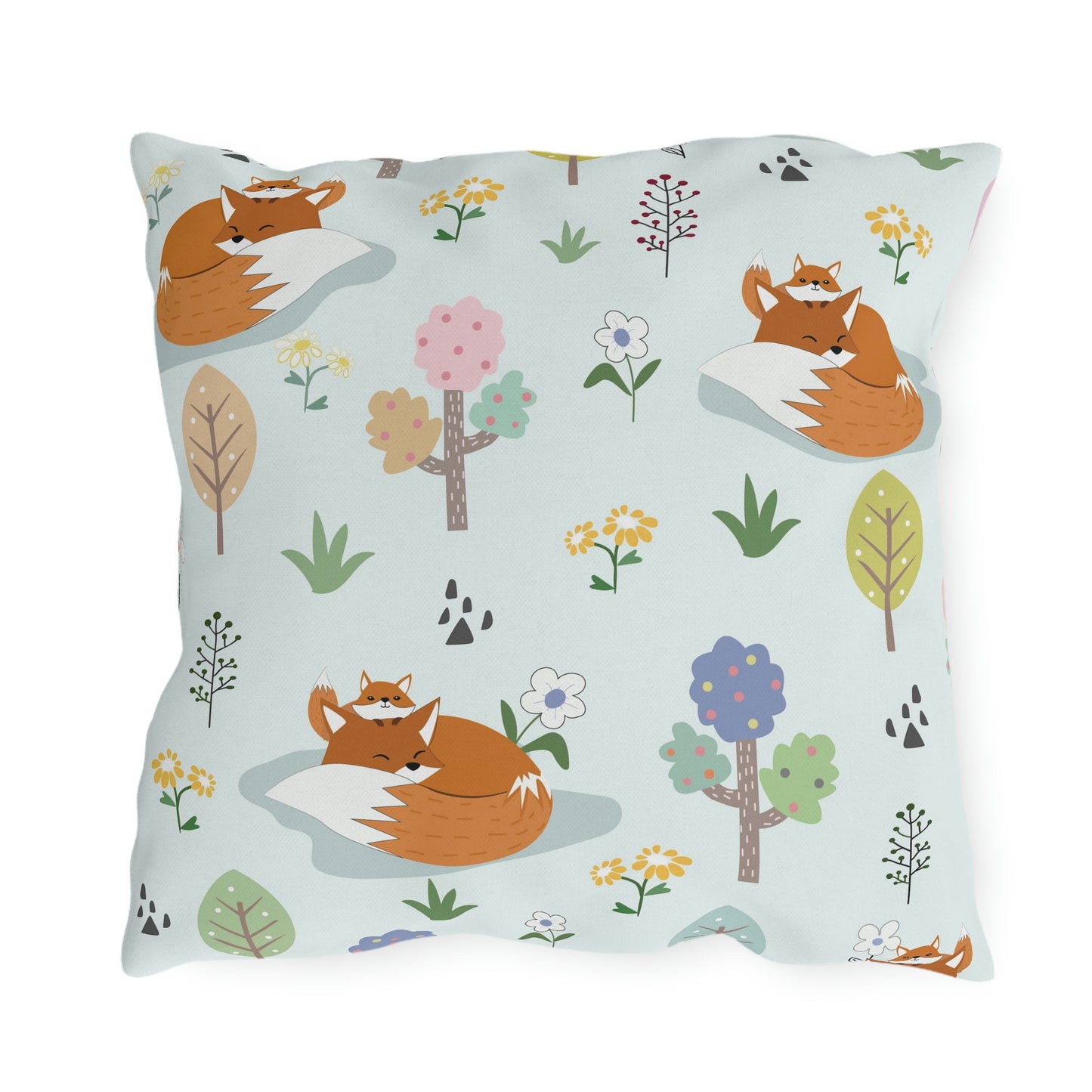 Mom and Baby Fox Outdoor Pillow