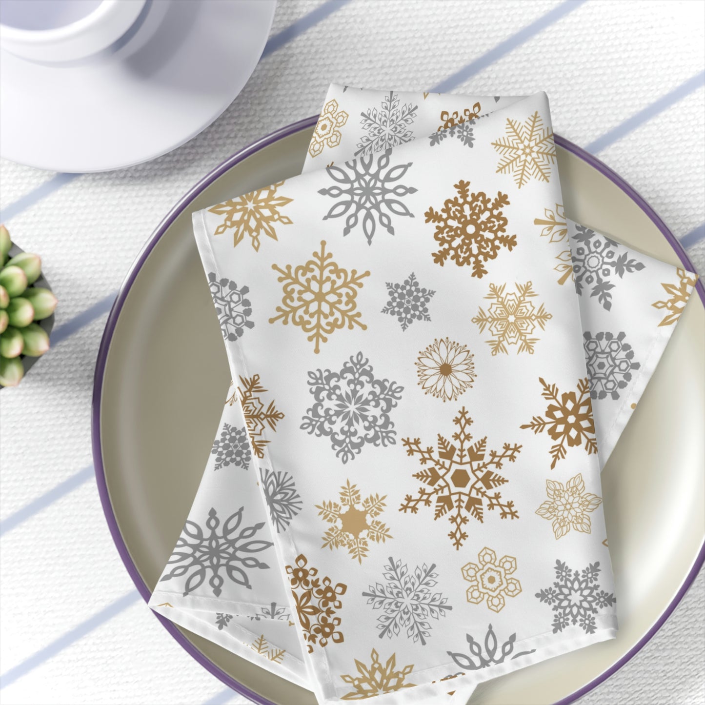 Gold and Silver Snowflakes Napkins