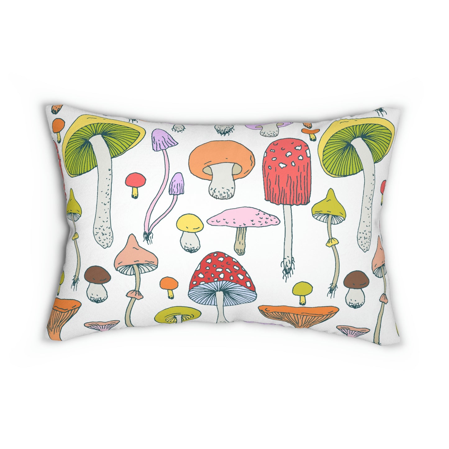 Forest Mushrooms Spun Polyester Lumbar Pillow