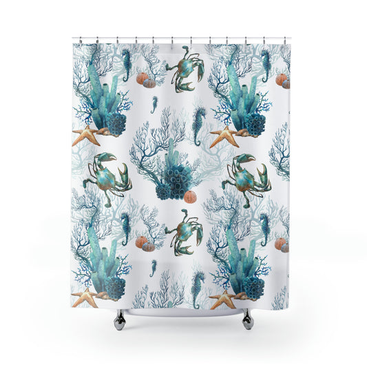 Watercolor Coral Reef Shower Curtain
