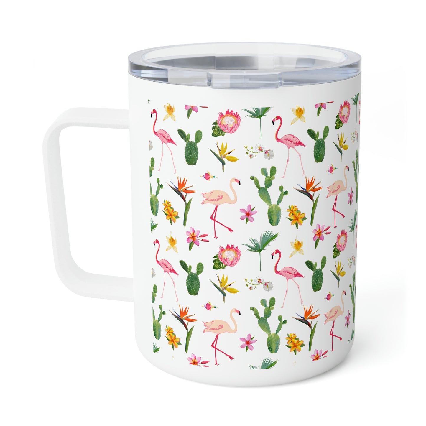 Cactus and Flamingos Insulated Coffee Mug, 10oz