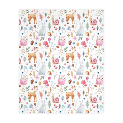 Fairy Forest Animals Velveteen Minky Blanket (Two-sided print)
