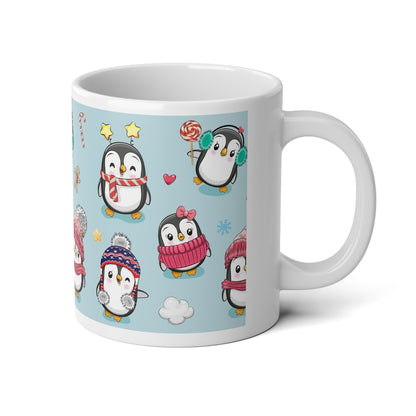 Penguins in Winter Clothes Jumbo Mug, 20oz