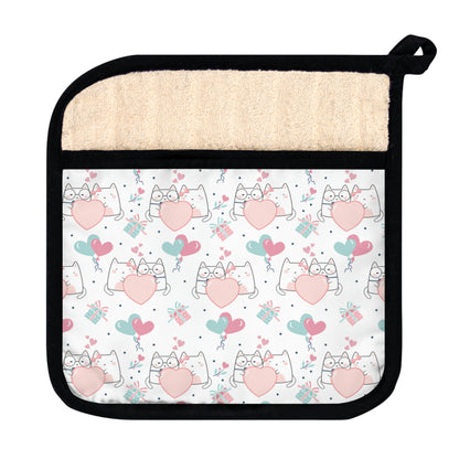 Kawaii Cats in Love Pot Holder with Pocket