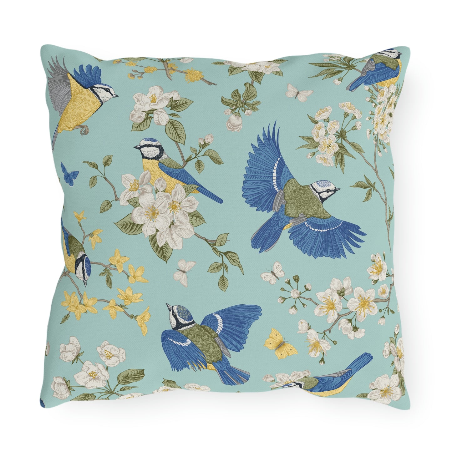 Chinoiserie Birds and Flowers Outdoor Pillow