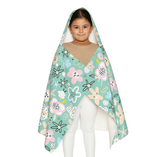 Abstract Flowers Youth Hooded Towel