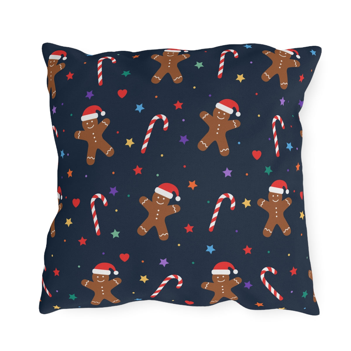 Gingerbread and Candy Canes Outdoor Pillow