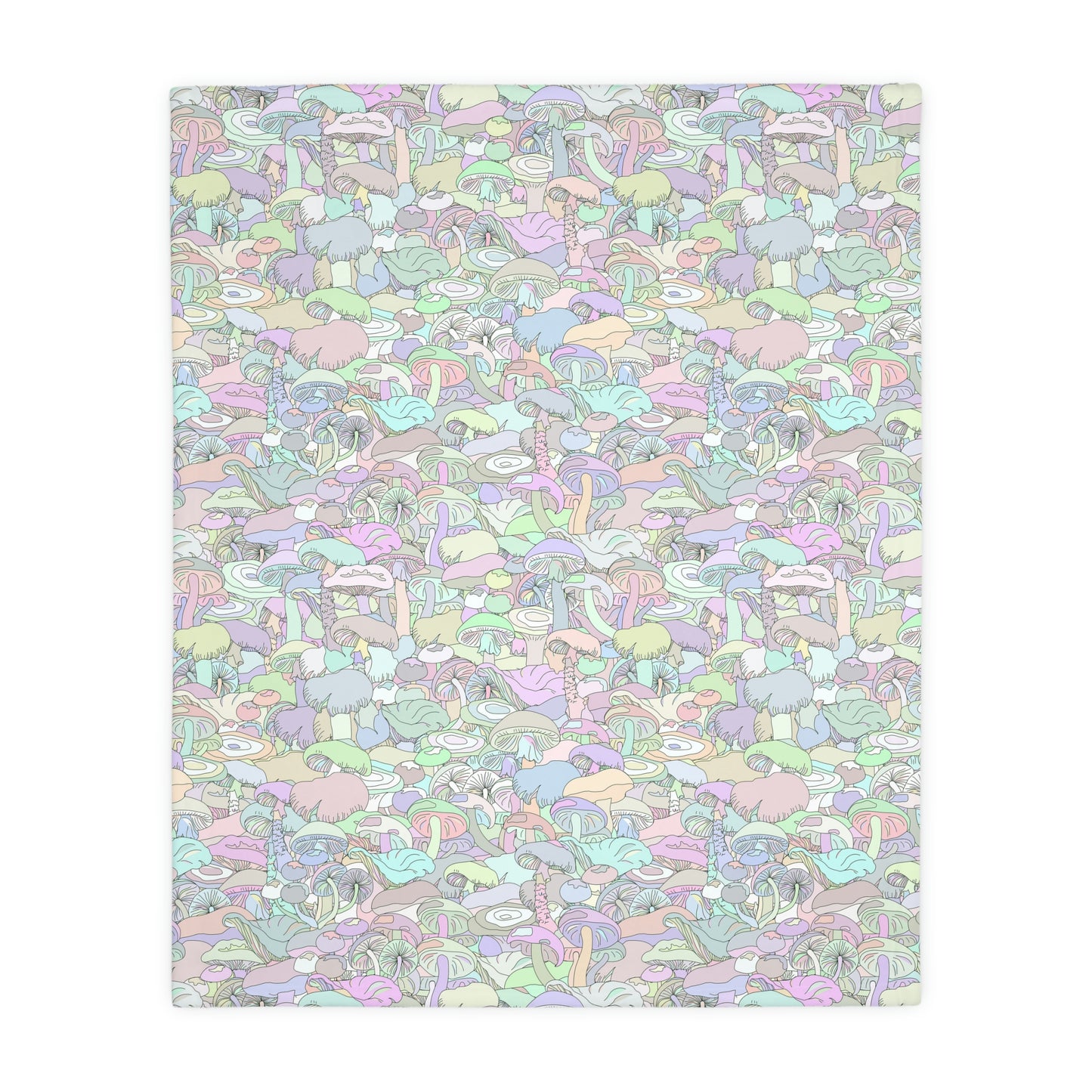 Pastel Mushrooms Velveteen Minky Blanket (Two-sided print)