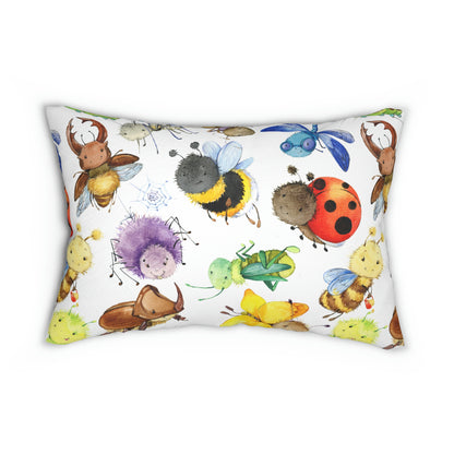 Ladybugs, Bees and Dragonflies Spun Polyester Lumbar Pillow