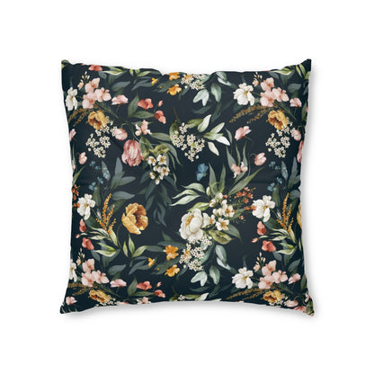 Watercolor Flowers Tufted Floor Pillow, Square
