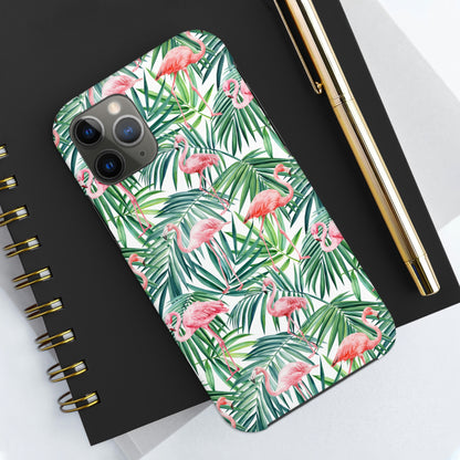 Pink Flamingos and Palm Leaves Phone Case