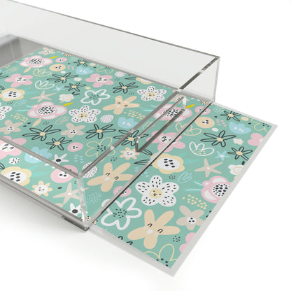 Abstract Flowers Acrylic Serving Tray