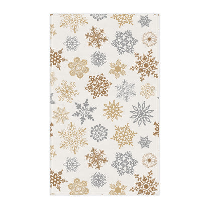 Gold and Silver Snowflakes Kitchen Towel