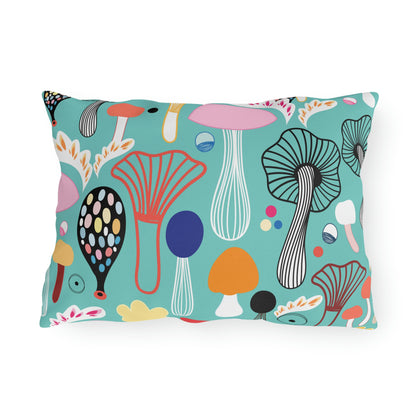 Colorful Mushrooms Outdoor Pillow