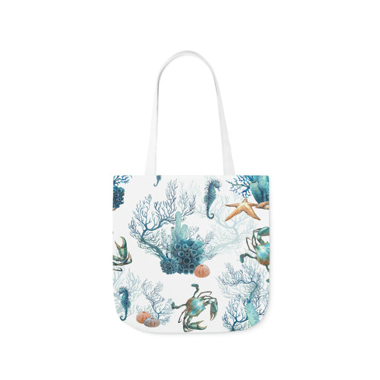 Watercolor Coral Reef Polyester Canvas Tote Bag
