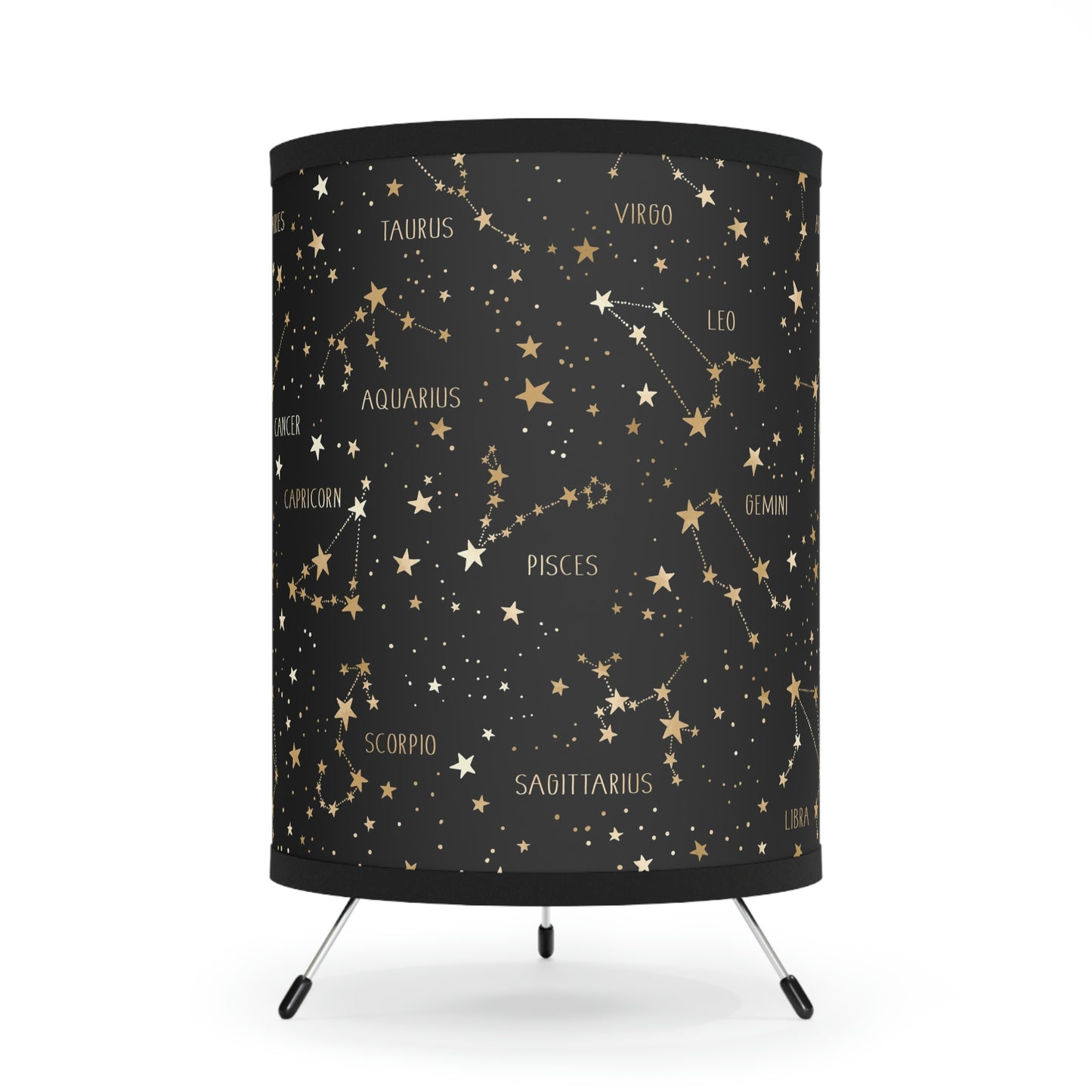 Stars and Zodiac Signs Tripod Lamp with High-Res Printed Shade, US\CA plug