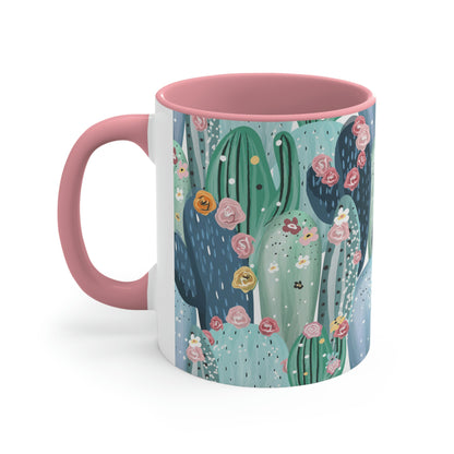 Pastel Cactus Accent Coffee Mug, 11oz