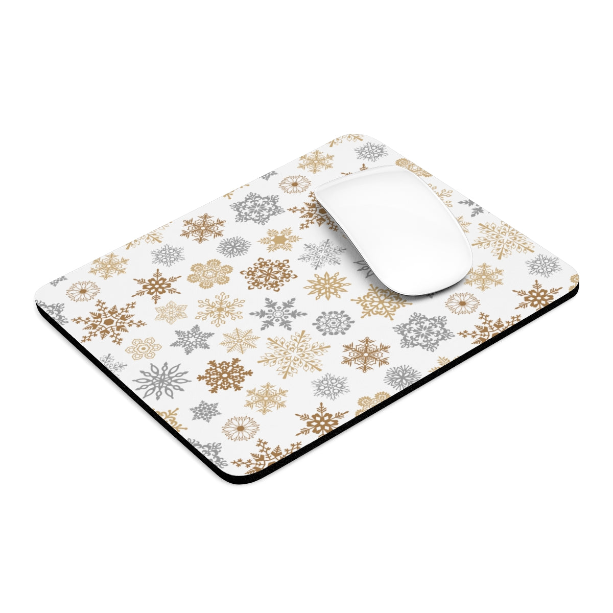 Gold and Silver Snowflakes Mouse Pad