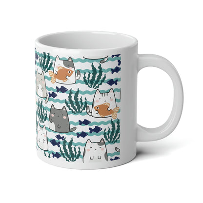 Kawaii Cats and Fishes Jumbo Mug, 20oz