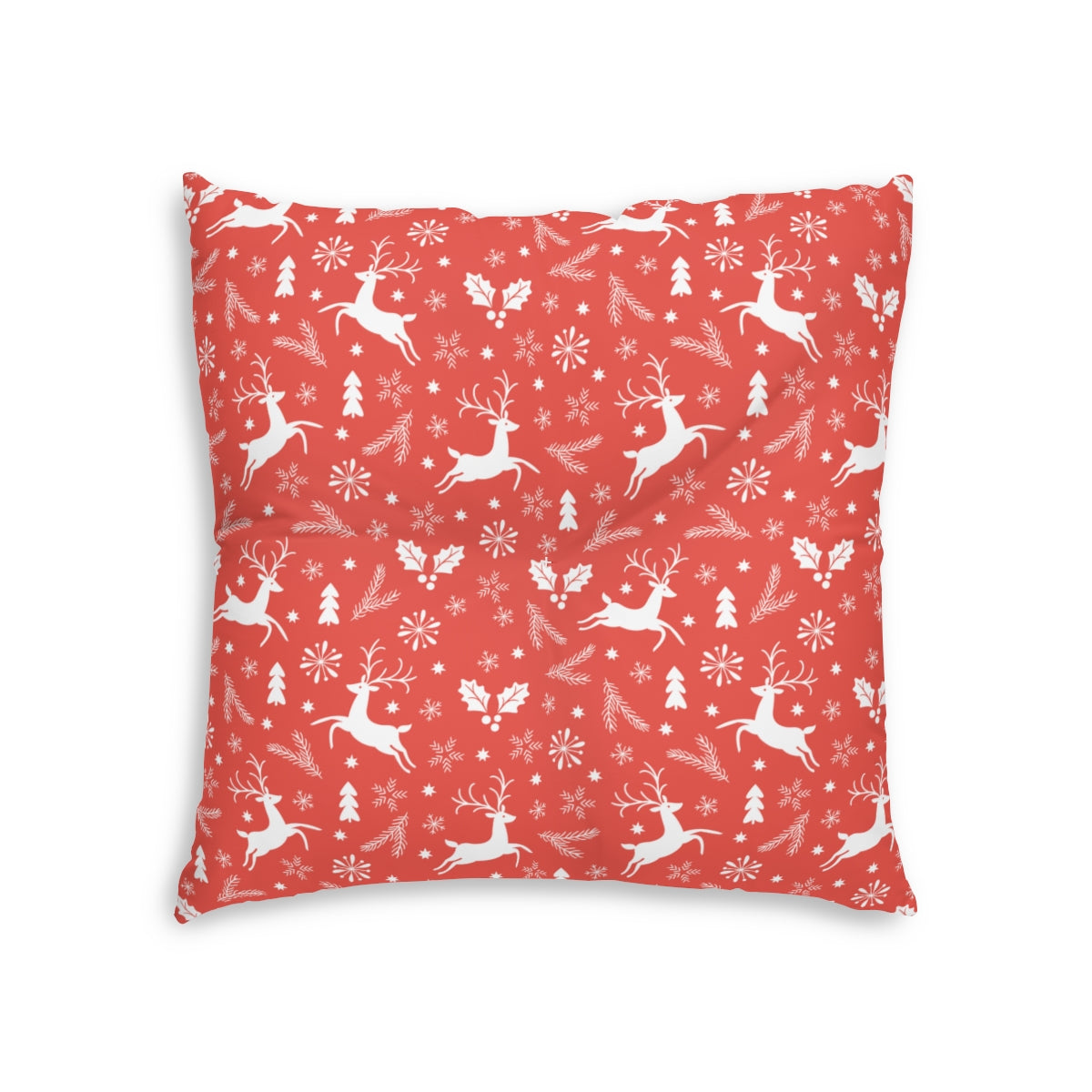 Christmas Reindeers Tufted Floor Pillow, Square