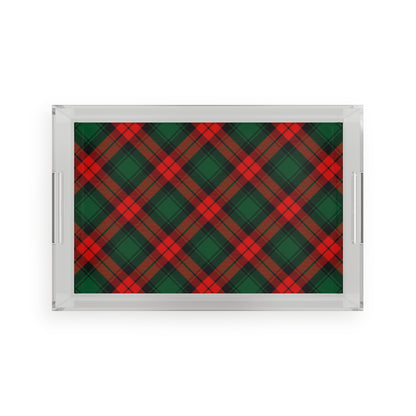 Red and Green Tartan Plaid Acrylic Serving Tray