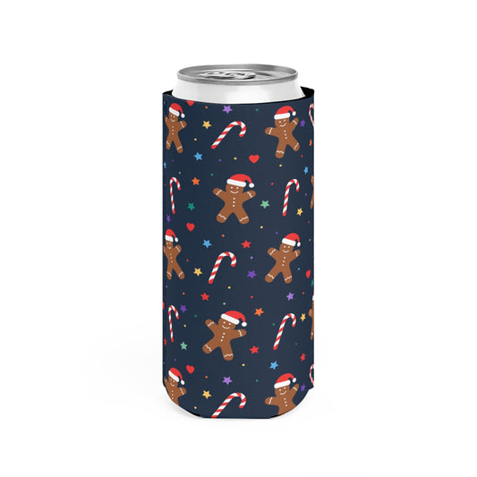 Gingerbread and Candy Canes Slim Can Cooler