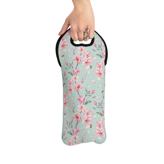 Cherry Blossoms and Honey Bees Wine Tote Bag