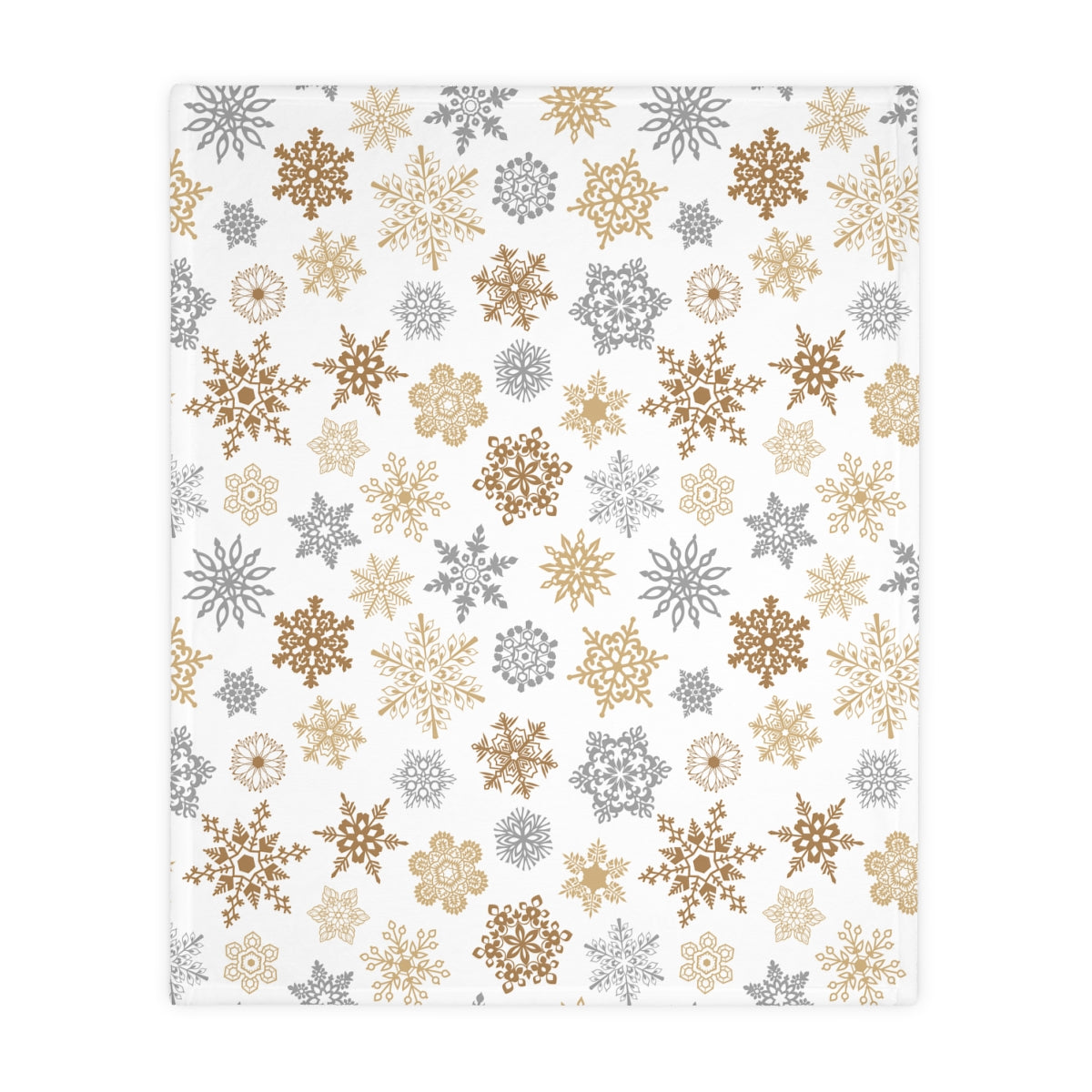 Gold and Silver Snowflakes Velveteen Minky Blanket (Two-sided print)