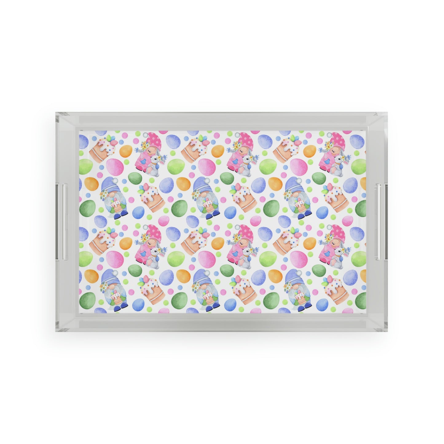 Easter Gnomes and Pastel Eggs Acrylic Serving Tray