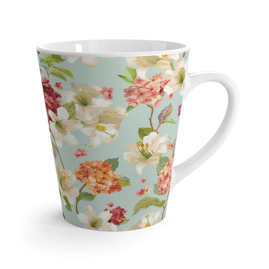 Autumn Hortensia and Lily Flowers Latte Mug