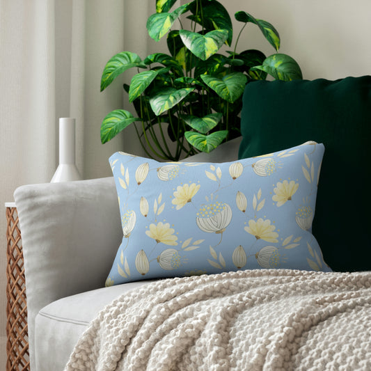 Yellow Flowers Spun Polyester Lumbar Pillow