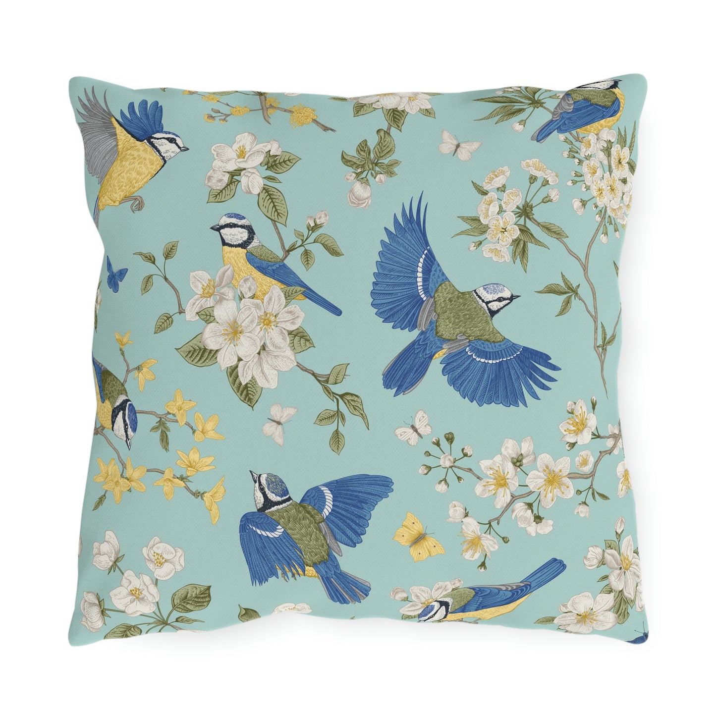 Chinoiserie Birds and Flowers Outdoor Pillow