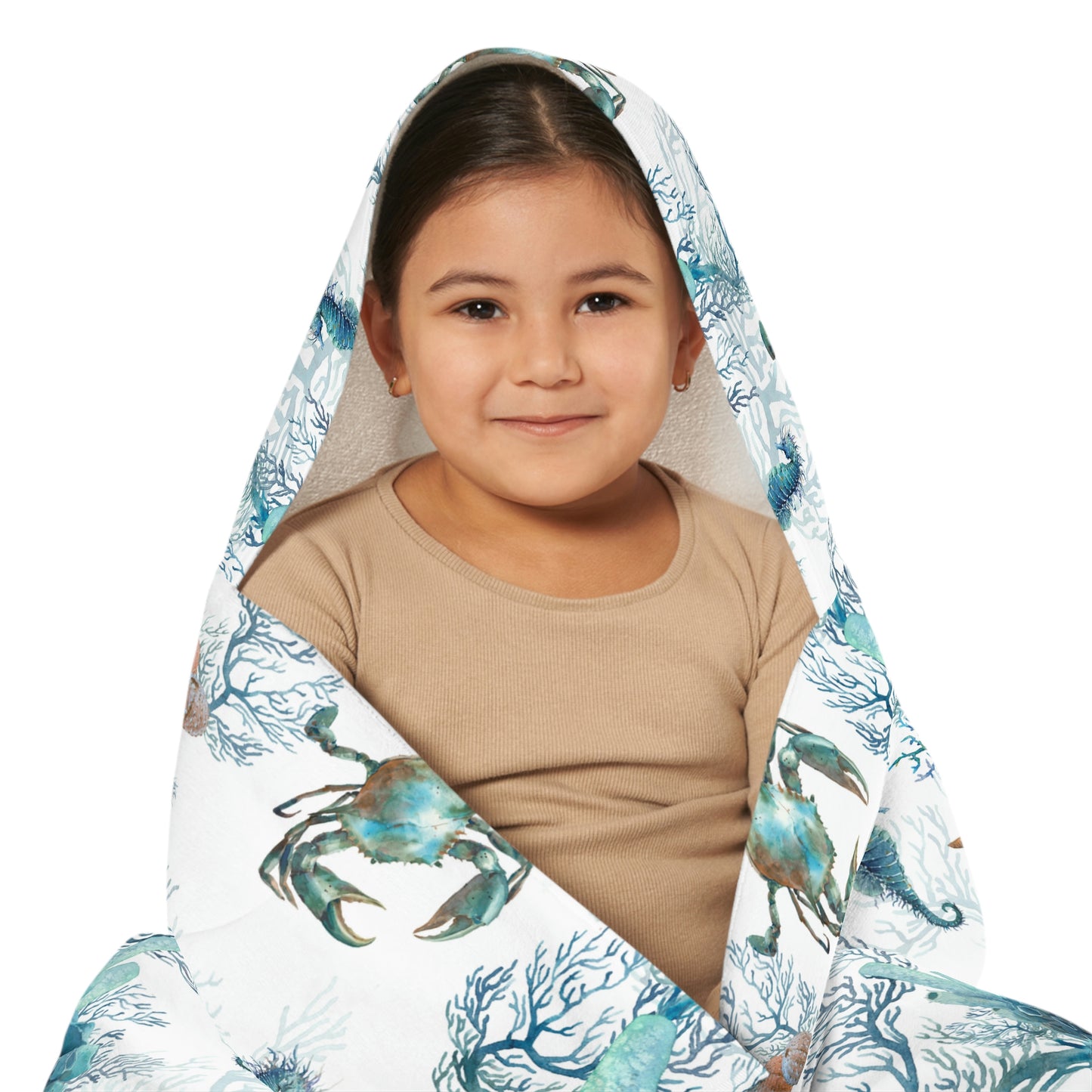 Watercolor Coral Reef Youth Hooded Towel