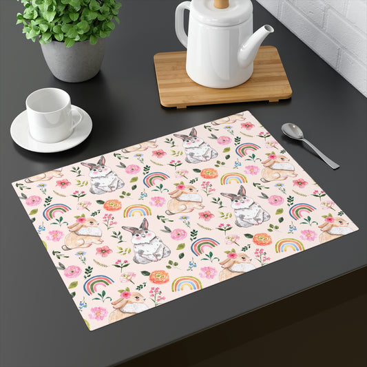 Easter Bunnies and Rainbows Placemat, 1pc