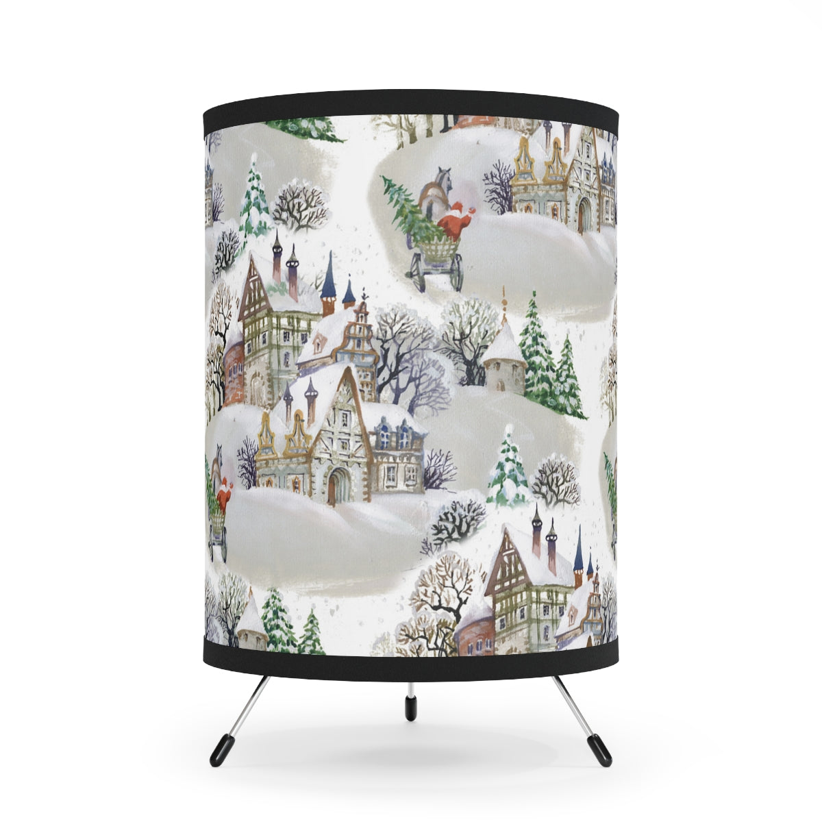 Winter Village Tripod Lamp with High-Res Printed Shade