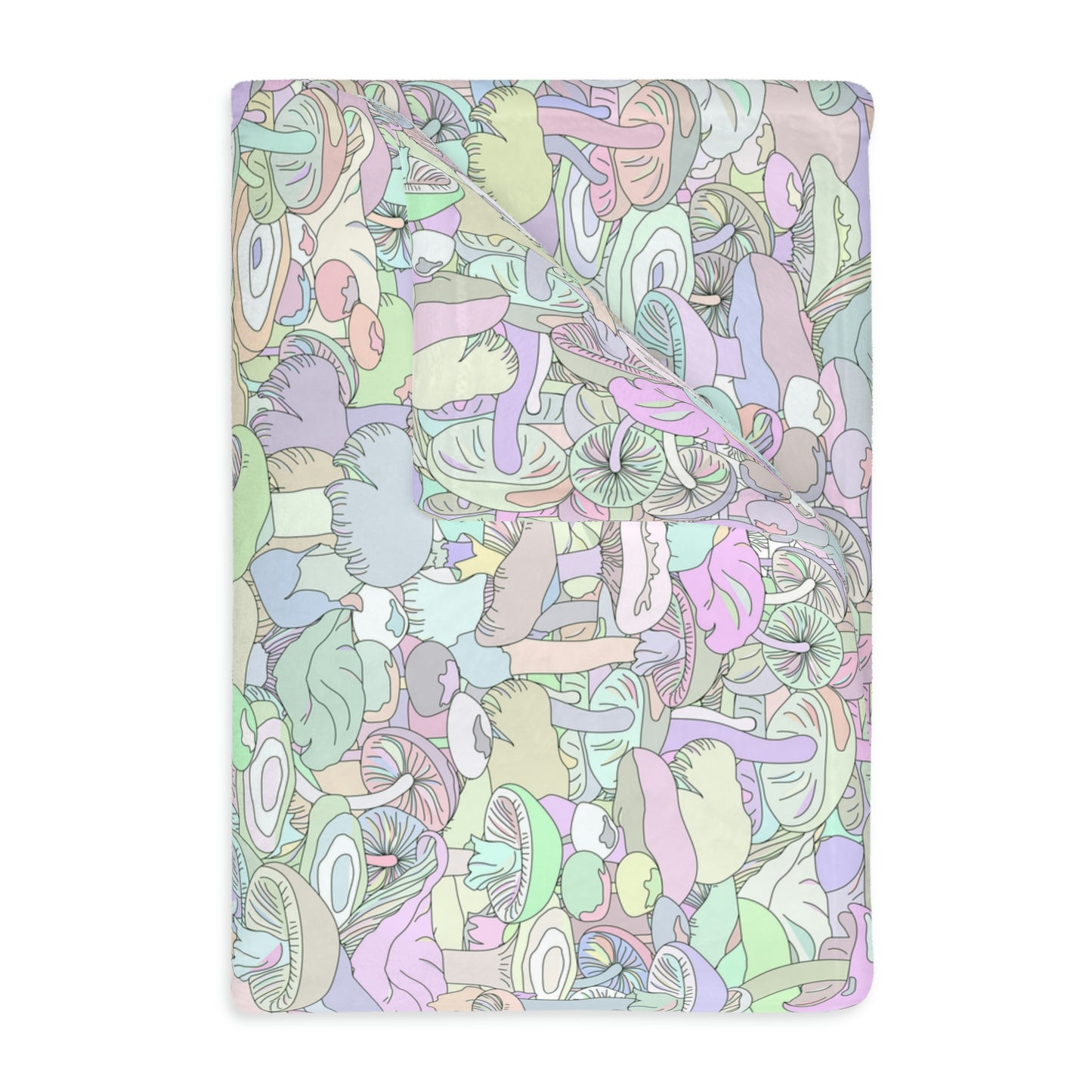 Pastel Mushrooms Velveteen Minky Blanket (Two-sided print)