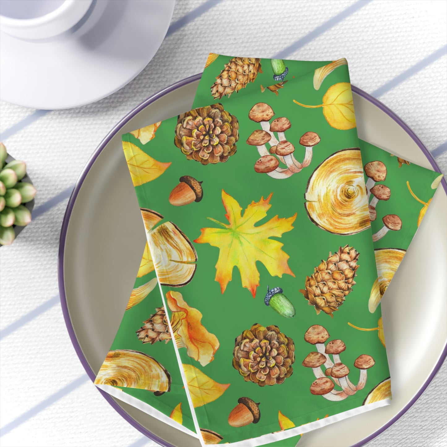 Pinecones and Leaves Napkins Set of Four