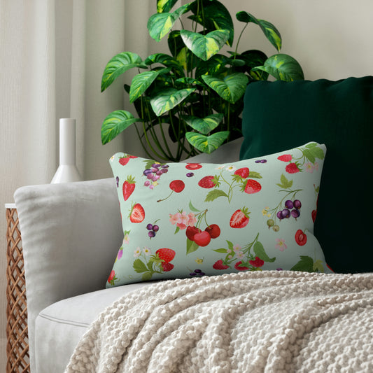Cherries and Strawberries Spun Polyester Lumbar Pillow