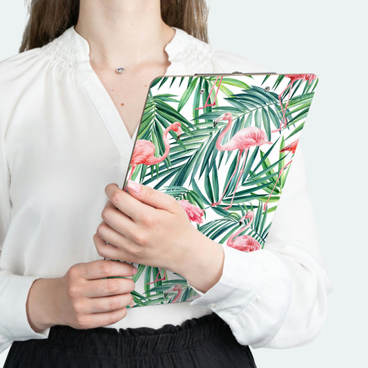 Pink Flamingos and Palm Leaves Clipboard