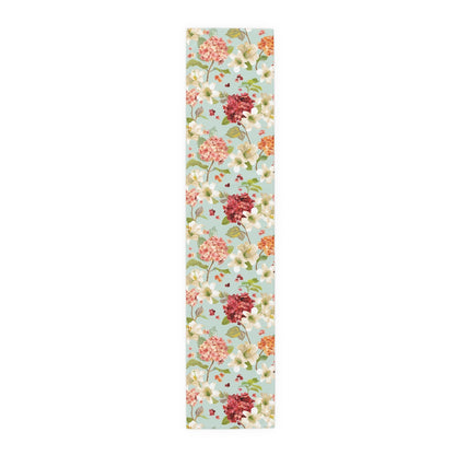 Autumn Hortensia and Lily Flowers Table Runner