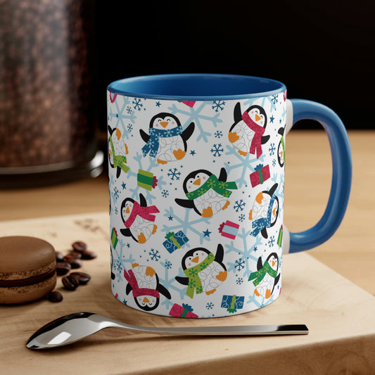 Penguins and Snowflakes Accent Coffee Mug, 11oz