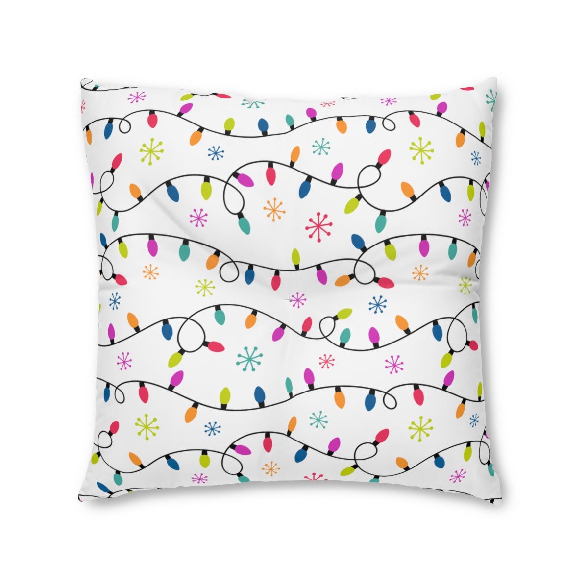 Christmas Lights Tufted Floor Pillow, Square